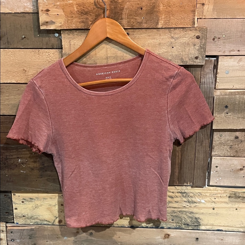 American Eagle Outfitters Women's Reddish-Brown Crop Top